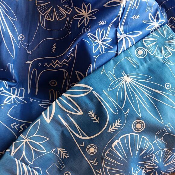 '70s SunDress Alice Of California M Blue Funky Animal Graphic Print Dress New - Picture 10 of 12